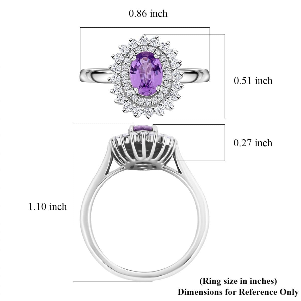 Certified & Appraised Rhapsody 950 Platinum AAAA Madagascar Purple Sapphire and E-F VS Diamond Ring (Size 8.0) 6.15 Grams 1.25 ctw image number 5