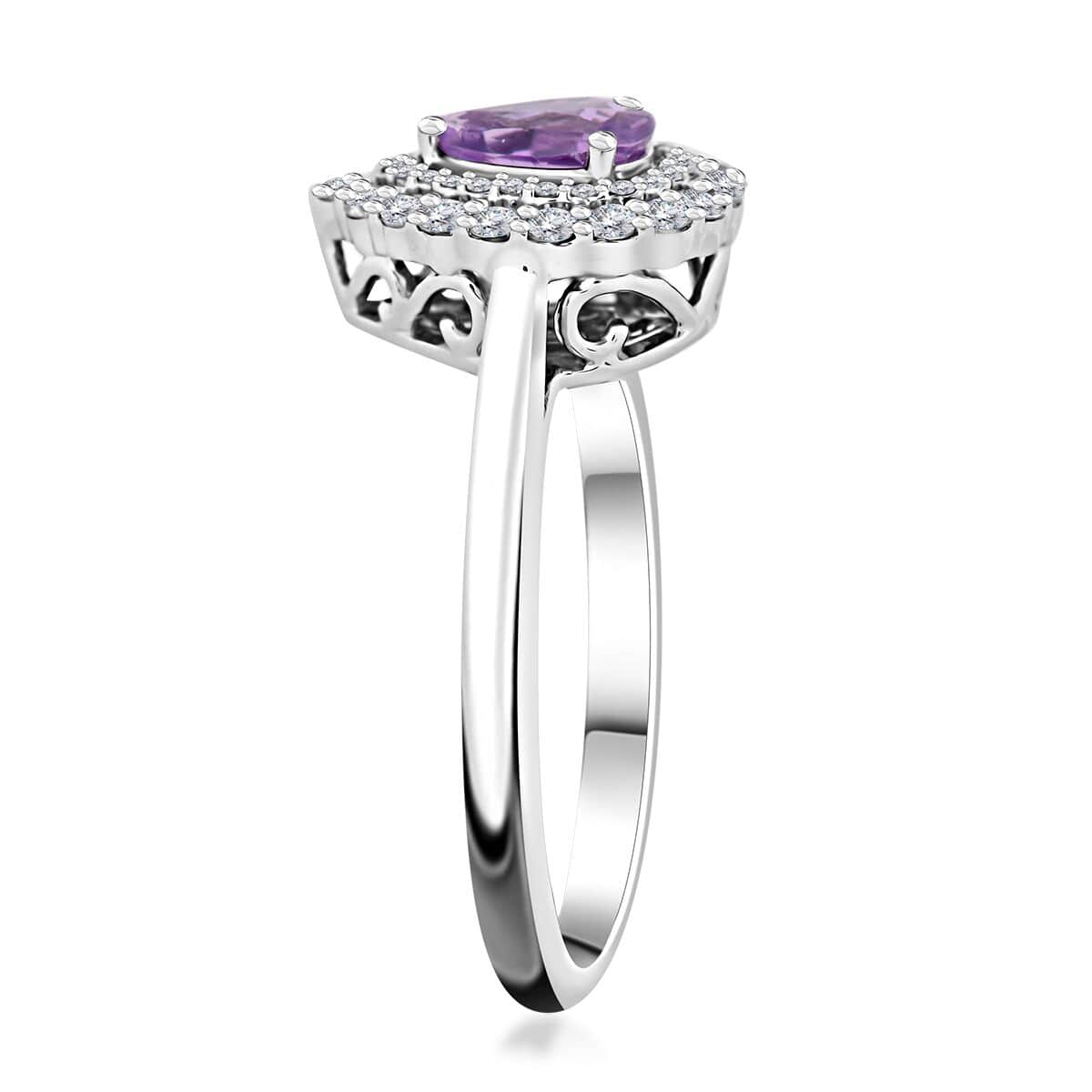 Certified & Appraised Rhapsody 950 Platinum AAAA Madagascar Purple Sapphire and E-F VS Diamond Ring 6.60 Grams 1.10 ctw image number 3