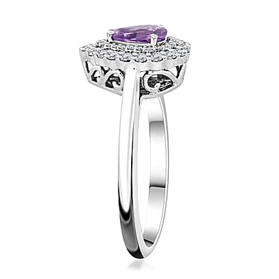 Certified & Appraised Rhapsody 950 Platinum AAAA Madagascar Purple Sapphire and E-F VS Diamond Cocktail Ring (Size 11.0) 6.60 Grams 1.10 ctw