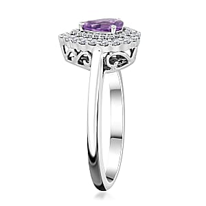 Certified & Appraised Rhapsody 950 Platinum AAAA Madagascar Purple Sapphire and E-F VS Diamond Cocktail Ring (Size 8.0) 6.60 Grams 1.10 ctw