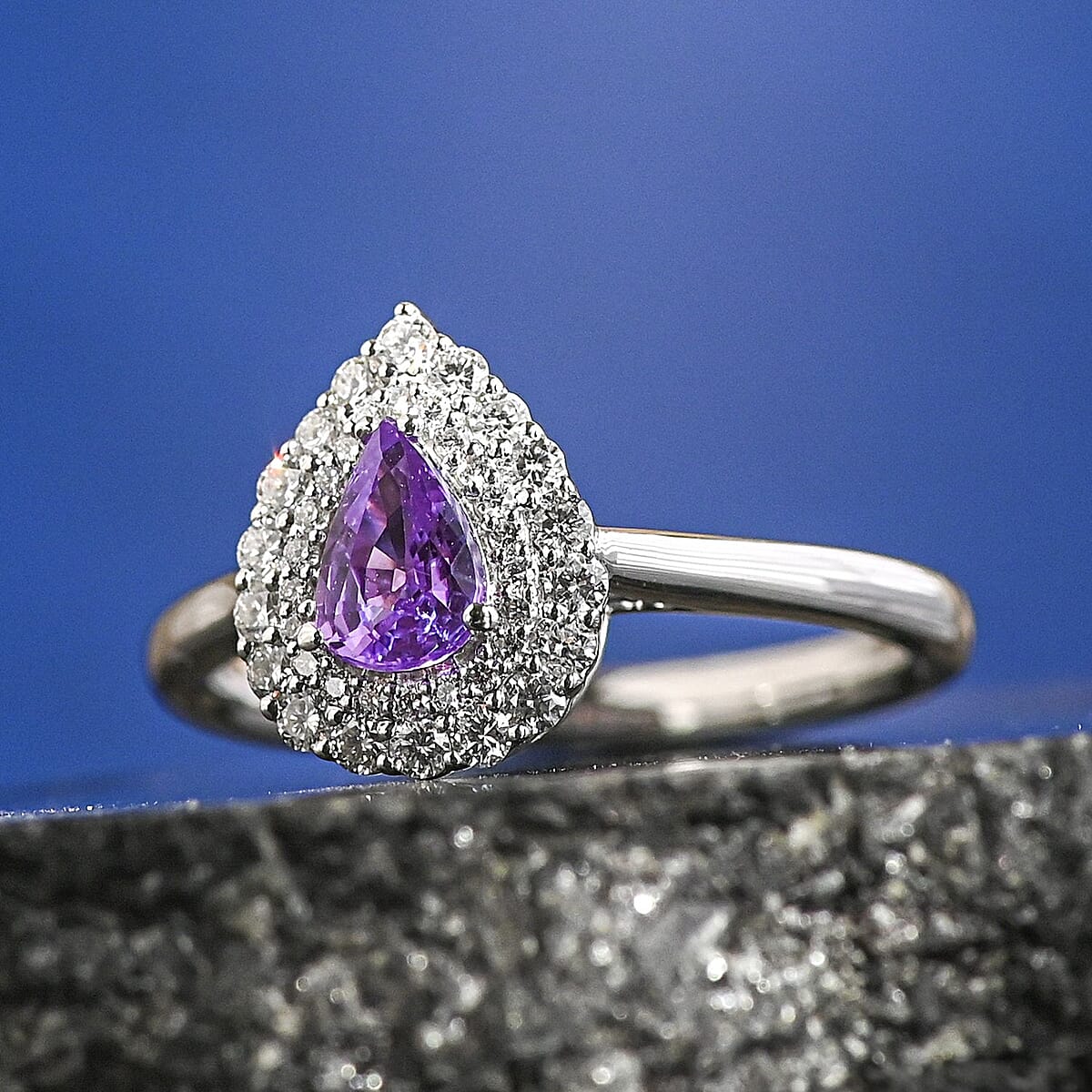 Certified & Appraised Rhapsody 950 Platinum AAAA Madagascar Purple Sapphire and E-F VS Diamond Cocktail Ring (Size 9.0) 6.60 Grams 1.10 ctw image number 1