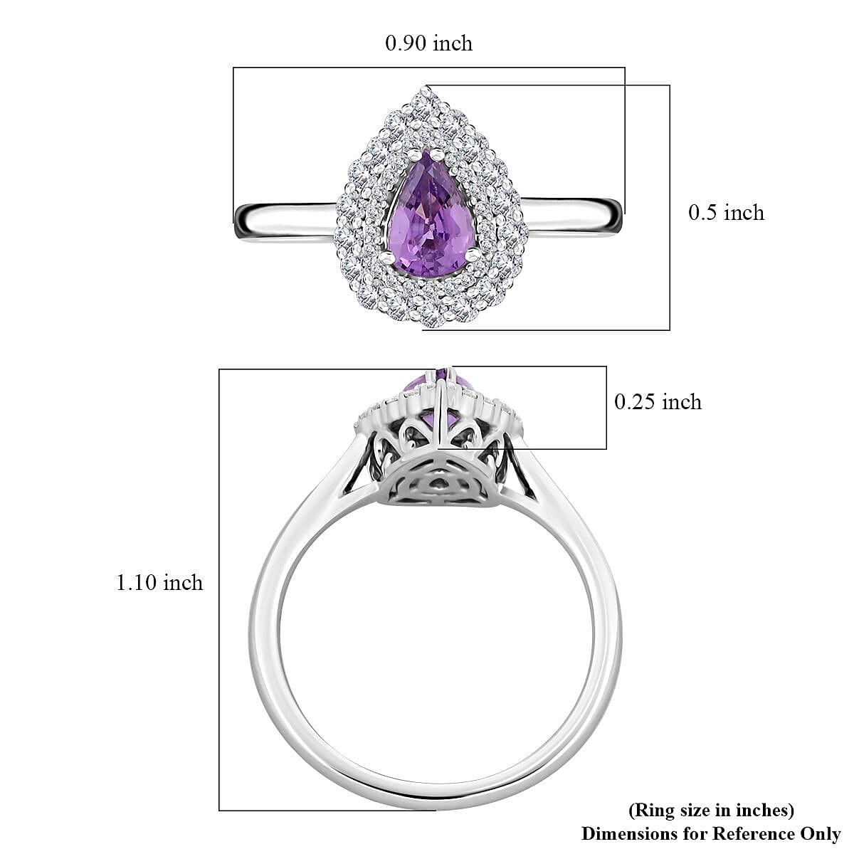 Certified & Appraised Rhapsody 950 Platinum AAAA Madagascar Purple Sapphire and E-F VS Diamond Cocktail Ring (Size 9.0) 6.60 Grams 1.10 ctw image number 5