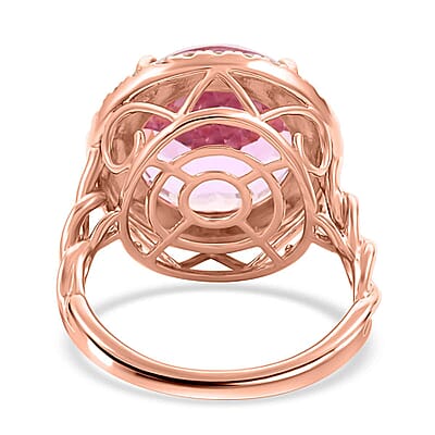 Certified & Appraised Luxoro AAA Martha Rocha Kunzite and G-H I2 Diamond 10.65 ctw Ring in 10K Rose Gold (Size 10.0) 4.35 Grams