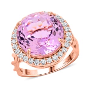 Certified & Appraised Luxoro AAA Martha Rocha Kunzite and G-H I2 Diamond 10.65 ctw Ring in 10K Rose Gold (Size 8.0) 4.35 Grams