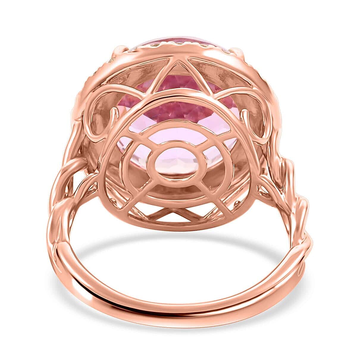 Certified & Appraised Luxoro AAA Martha Rocha Kunzite and G-H I2 Diamond 10.65 ctw Ring in 10K Rose Gold (Size 8.5) 4.35 Grams image number 4