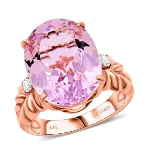 Certified & Appraised Luxoro AAA Martha Rocha Kunzite and G-H I2 Diamond 12.00 ctw Ring in 10K Rose Gold (Size 5.5) 5 Grams