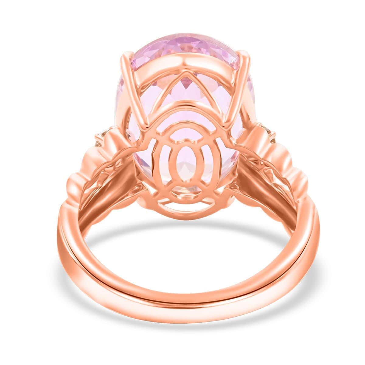 Certified & Appraised Luxoro AAA Martha Rocha Kunzite and G-H I2 Diamond 12.00 ctw Ring in 10K Rose Gold (Size 5.5) 5 Grams image number 4