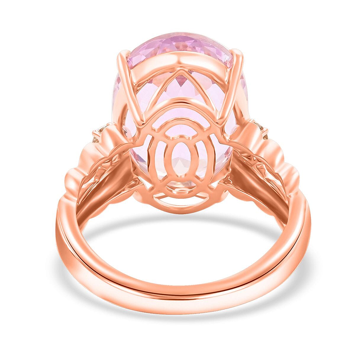 Certified & Appraised Luxoro AAA Martha Rocha Kunzite and G-H I2 Diamond 12.00 ctw Ring in 10K Rose Gold (Size 7.0) 5 Grams image number 4