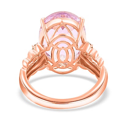 Certified & Appraised Luxoro AAA Martha Rocha Kunzite and G-H I2 Diamond 12.00 ctw Ring in 10K Rose Gold (Size 7.0) 5 Grams