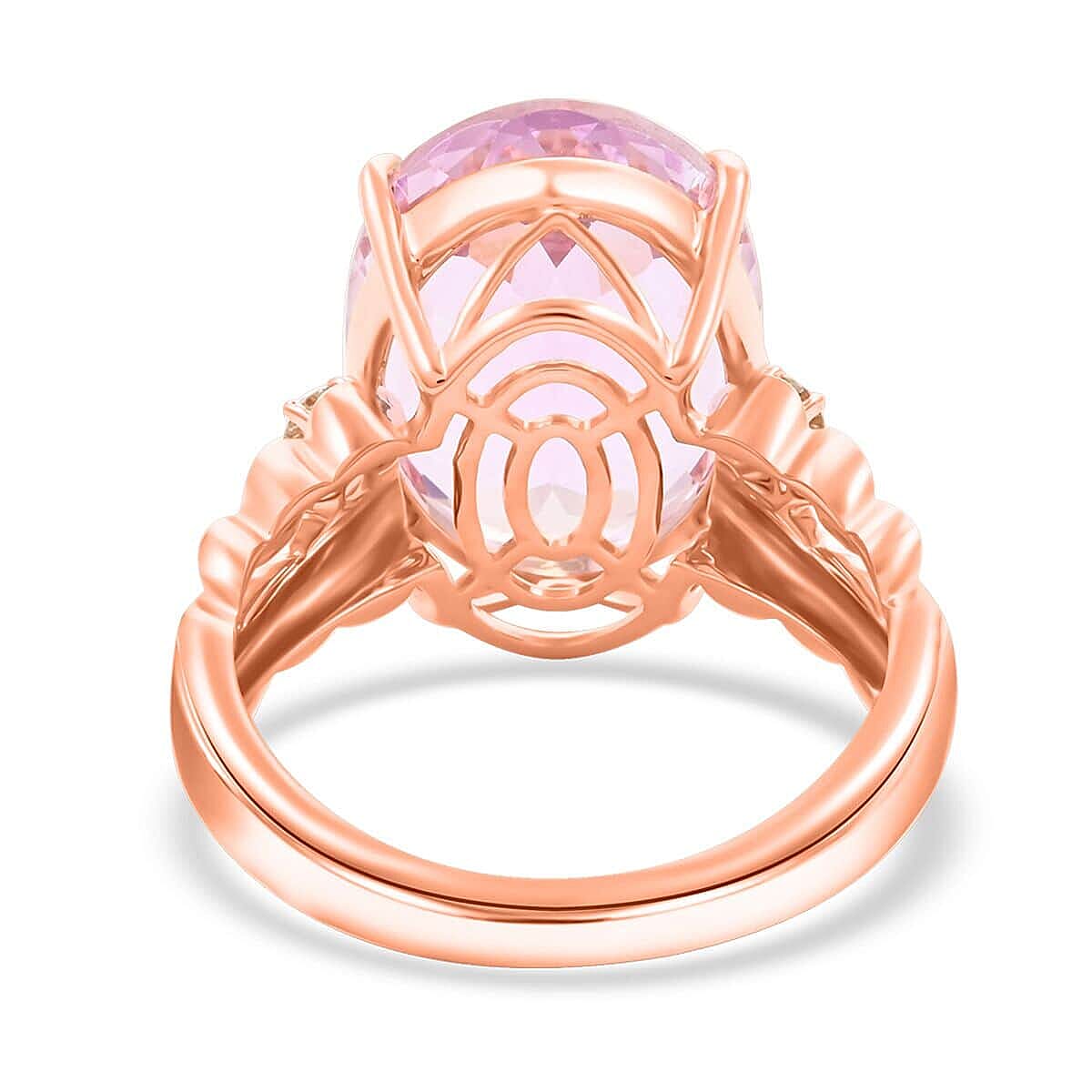 Certified & Appraised Luxoro AAA Martha Rocha Kunzite and G-H I2 Diamond 12.00 ctw Ring in 10K Rose Gold (Size 7.5) 5 Grams image number 4