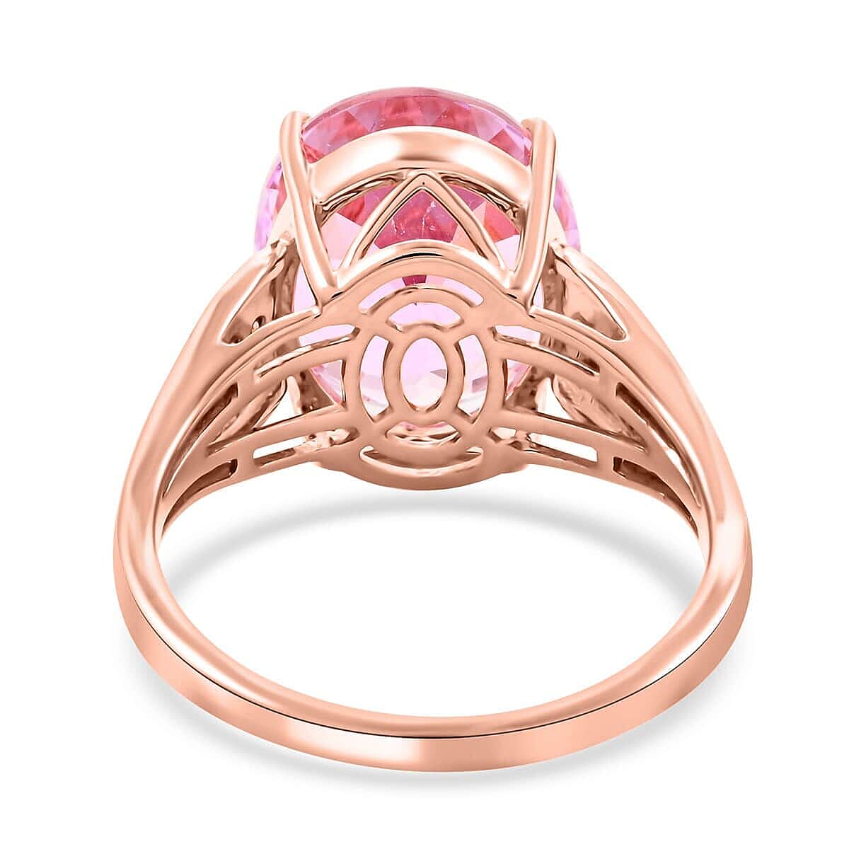 Certified & Appraised Luxoro AAA Martha Rocha Kunzite and G-H I2 Diamond 10.50 ctw Ring in 10K Rose Gold (Size 10.0) 4.15 Grams