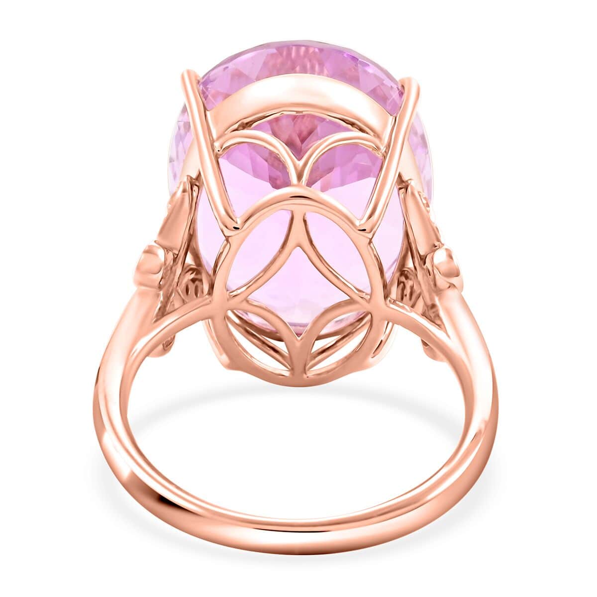 Certified & Appraised Luxoro 10K Rose Gold AAA Martha Rocha Kunzite and G-H I2 Diamond Ring 5 Grams 23.80 ctw image number 4