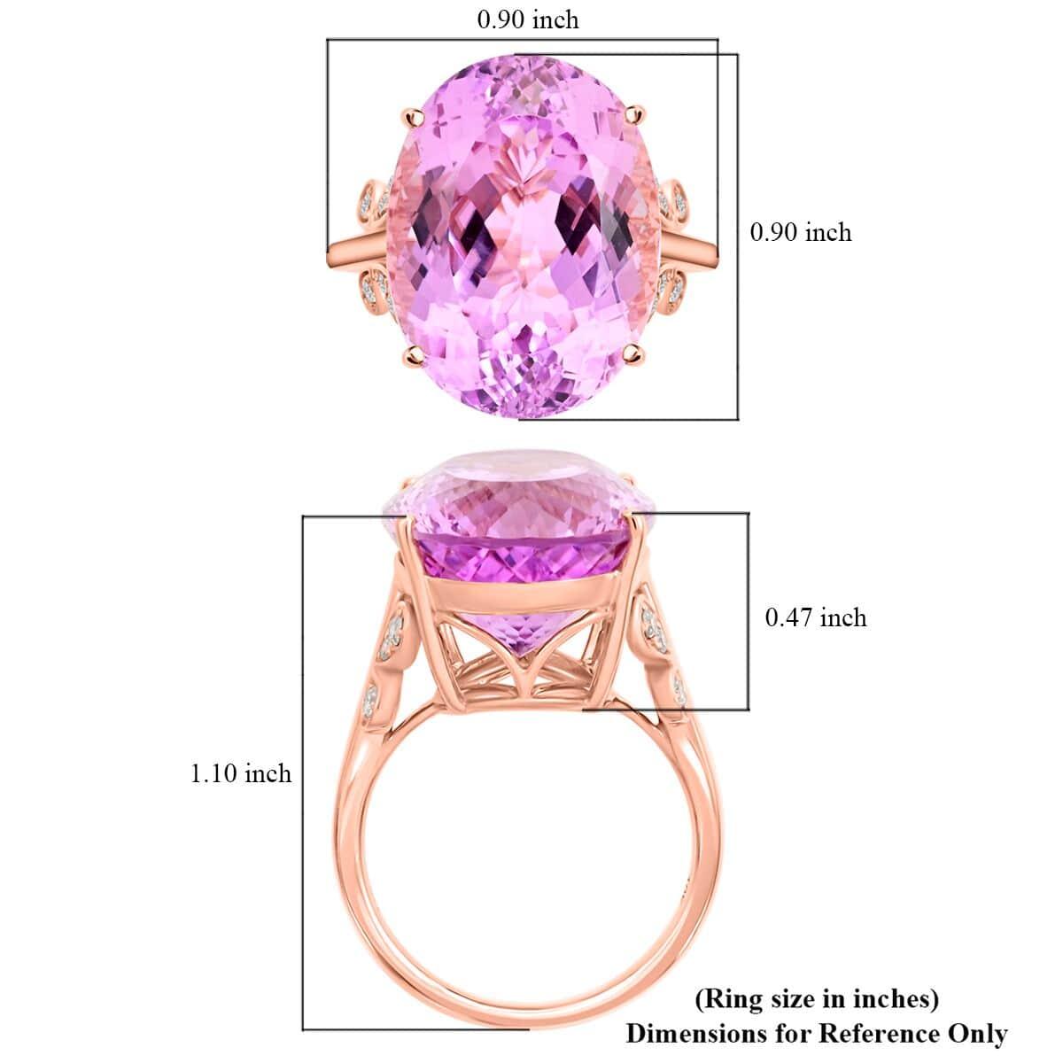 Certified & Appraised Luxoro 10K Rose Gold AAA Martha Rocha Kunzite and G-H I2 Diamond Ring 5 Grams 23.80 ctw image number 5
