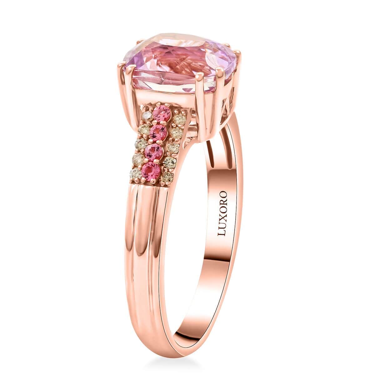 Certified & Appraised Luxoro 10K Rose Gold AAA Martha Rocha Kunzite, Diamond (G-H, I2) (0.28 cts) Ring (Size 9.0) 12.00 ctw image number 3