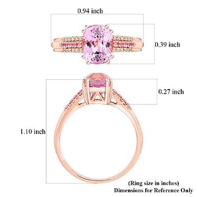 Certified & Appraised Luxoro AAA Martha Rocha Kunzite and Thai Pink Spinel and G-H I2 Diamond 3.10 ctw Ring in 10K Rose Gold (Size 11.0)