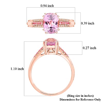Certified & Appraised Luxoro AAA Martha Rocha Kunzite and Thai Pink Spinel and G-H I2 Diamond 3.10 ctw Ring in 10K Rose Gold (Size 7.0)