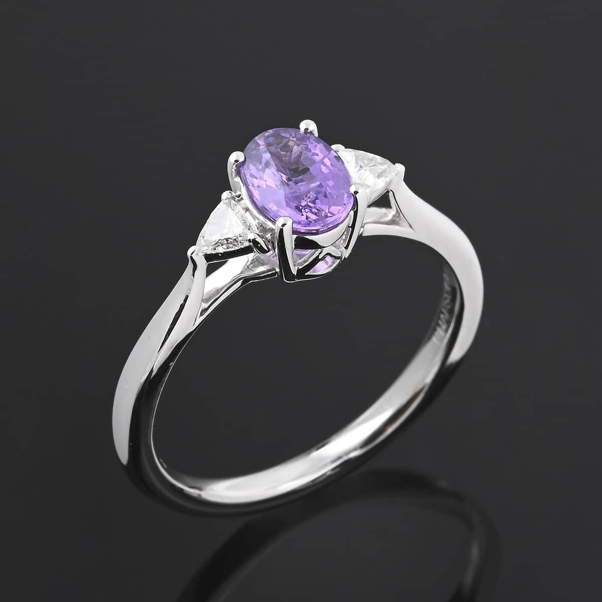 Certified & Appraised Rhapsody 950 Platinum AAAA Madagascar Purple Sapphire and E-F VS Diamond Ring (Size 10.0) 4.45 Grams 1.05 ctw image number 1