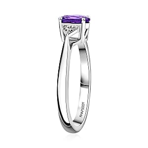 Certified & Appraised Rhapsody 950 Platinum AAAA Madagascar Purple Sapphire and E-F VS Diamond Ring (Size 10.0) 4.45 Grams 1.05 ctw