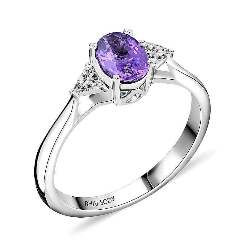 Rhapsody 950 Platinum AAAA Madagascar Purple Sapphire and E-F VS Diamond Ring (Size 7.0) 4.45 Grams 1.05 ctw