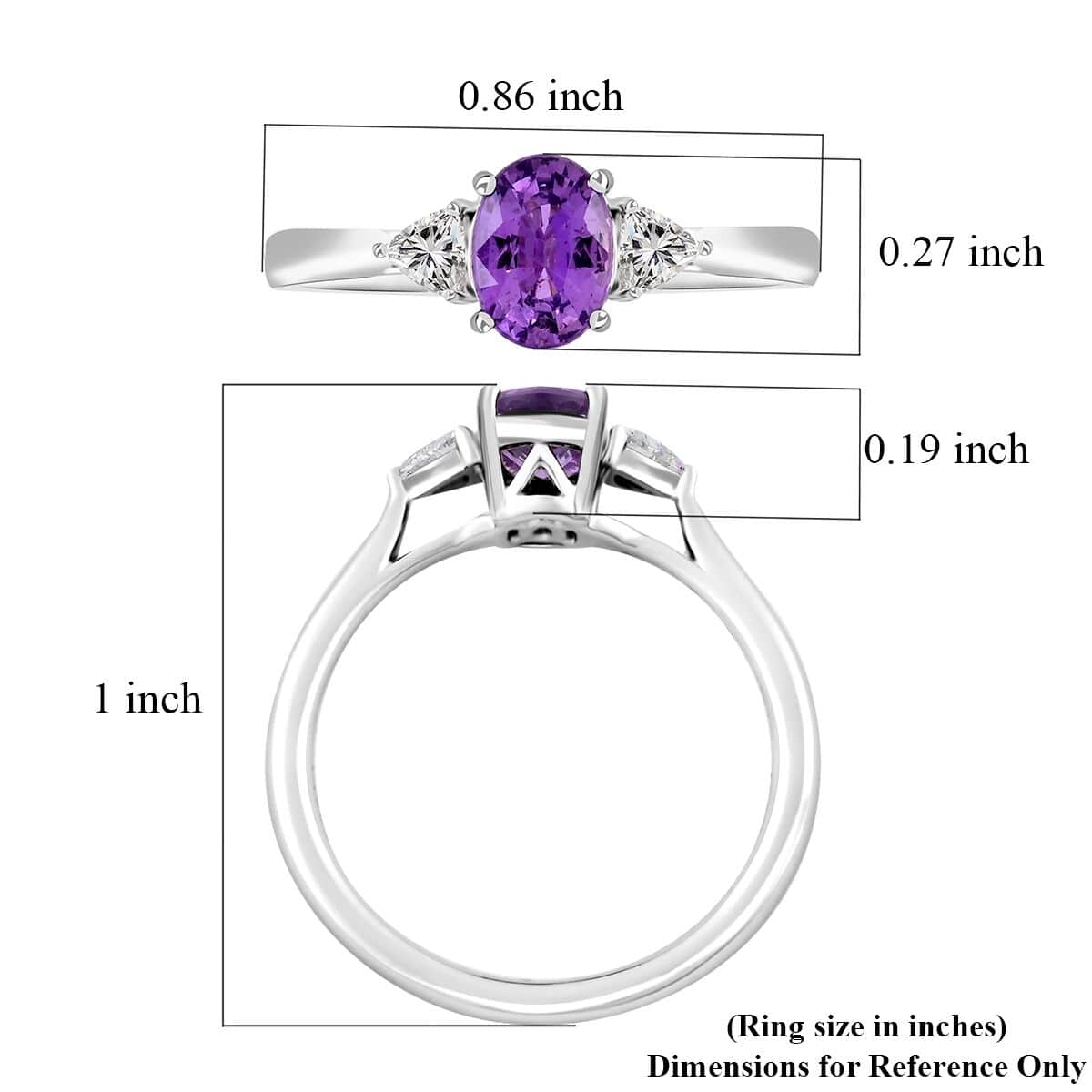 Certified & Appraised Rhapsody 950 Platinum AAAA Madagascar Purple Sapphire and E-F VS Diamond Ring (Size 7.0) 4.45 Grams 1.05 ctw image number 4