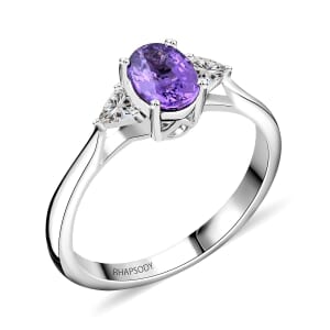 Certified & Appraised Rhapsody 950 Platinum AAAA Madagascar Purple Sapphire and E-F VS Diamond Ring (Size 8.0) 4.45 Grams 1.05 ctw