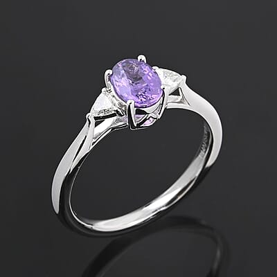 Certified & Appraised Rhapsody 950 Platinum AAAA Madagascar Purple Sapphire and E-F VS Diamond Ring (Size 8.0) 4.45 Grams 1.05 ctw