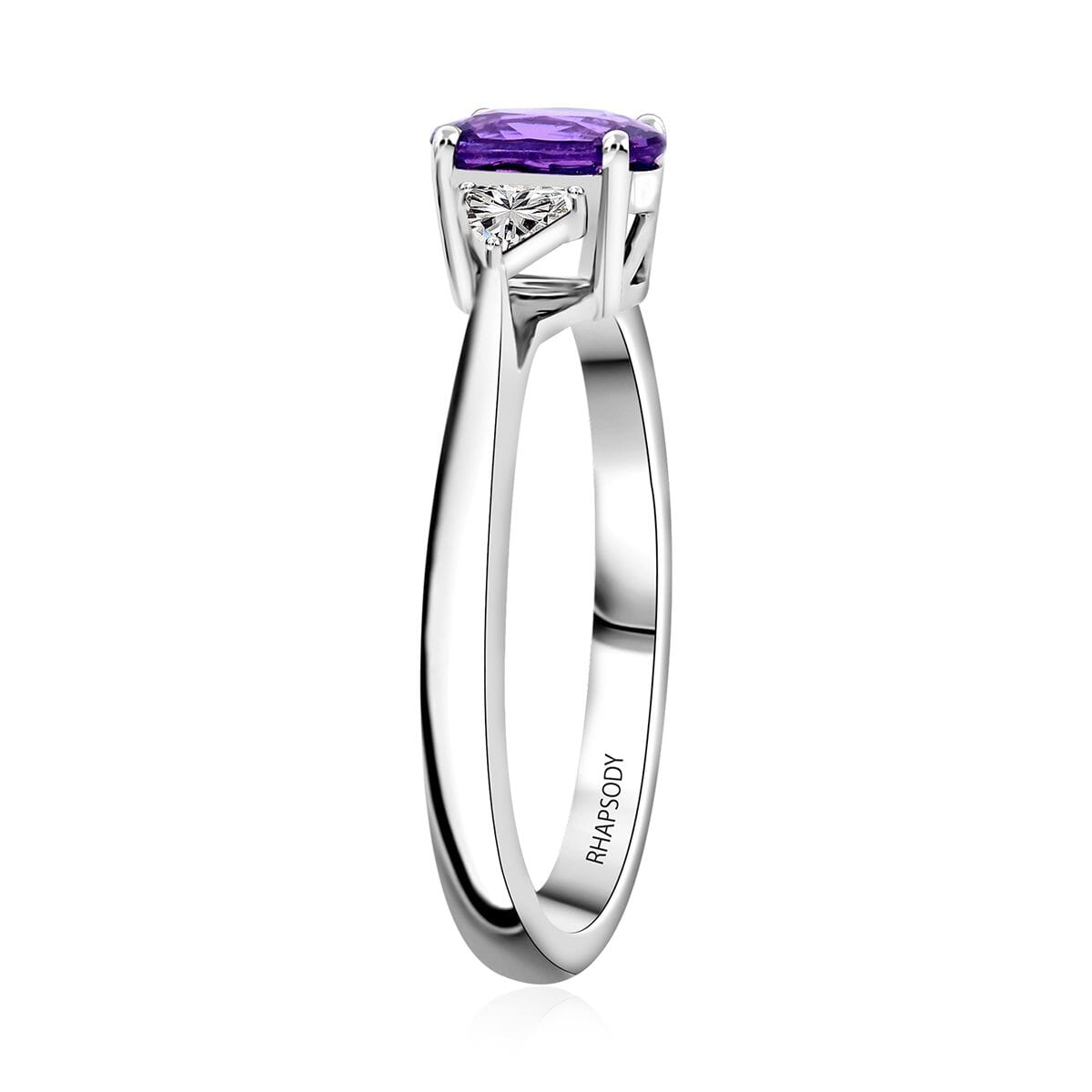 Certified & Appraised Rhapsody 950 Platinum AAAA Madagascar Purple Sapphire and E-F VS Diamond Ring (Size 8.5) 4.45 Grams 1.05 ctw image number 3