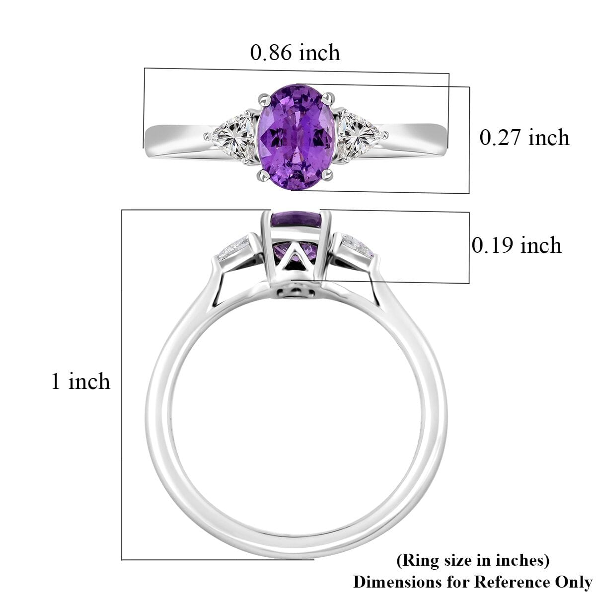 Certified & Appraised Rhapsody 950 Platinum AAAA Madagascar Purple Sapphire and E-F VS Diamond Ring (Size 8.5) 4.45 Grams 1.05 ctw image number 4
