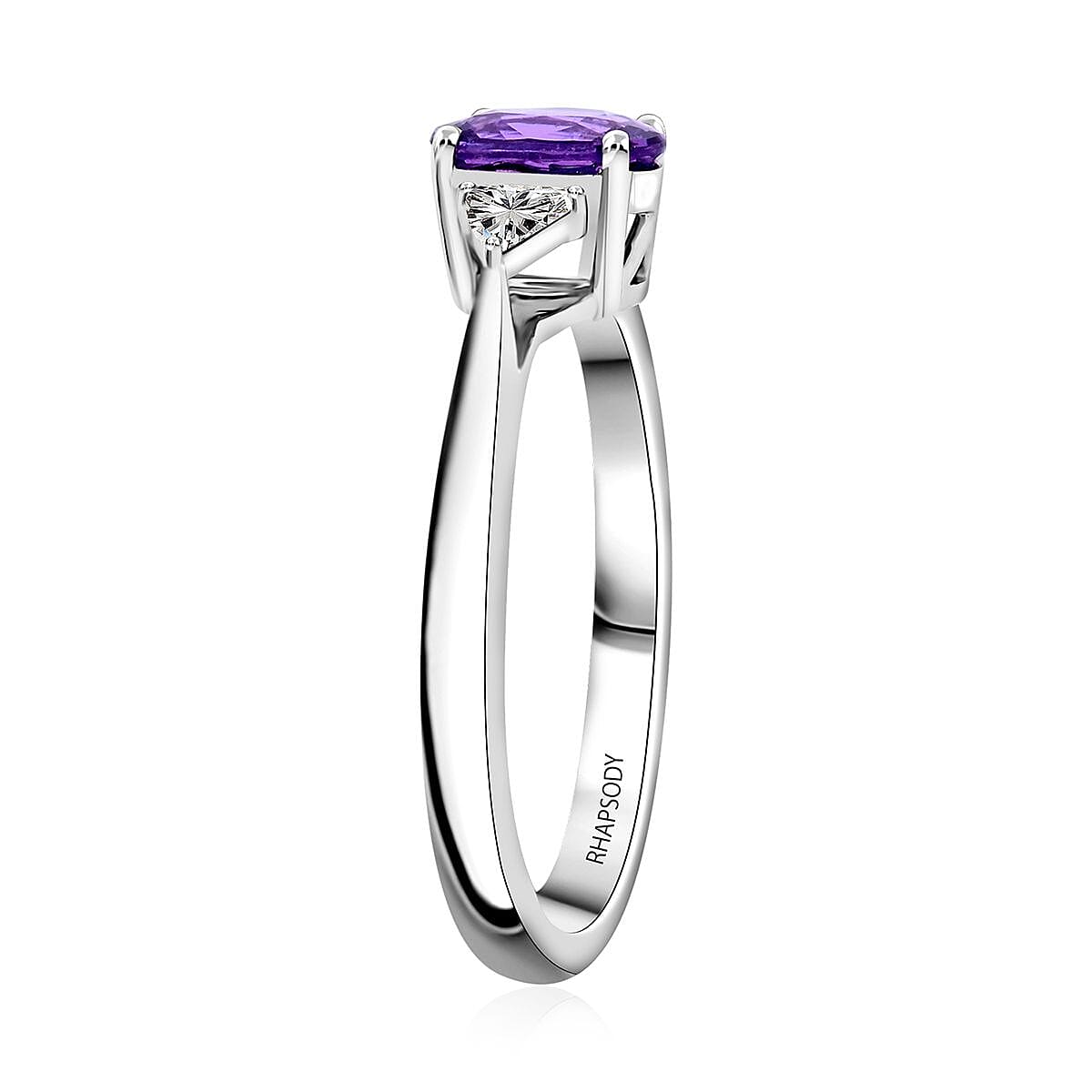 Certified & Appraised Rhapsody 950 Platinum AAAA Madagascar Purple Sapphire and E-F VS Diamond Ring (Size 9.5) 4.45 Grams 1.05 ctw image number 3