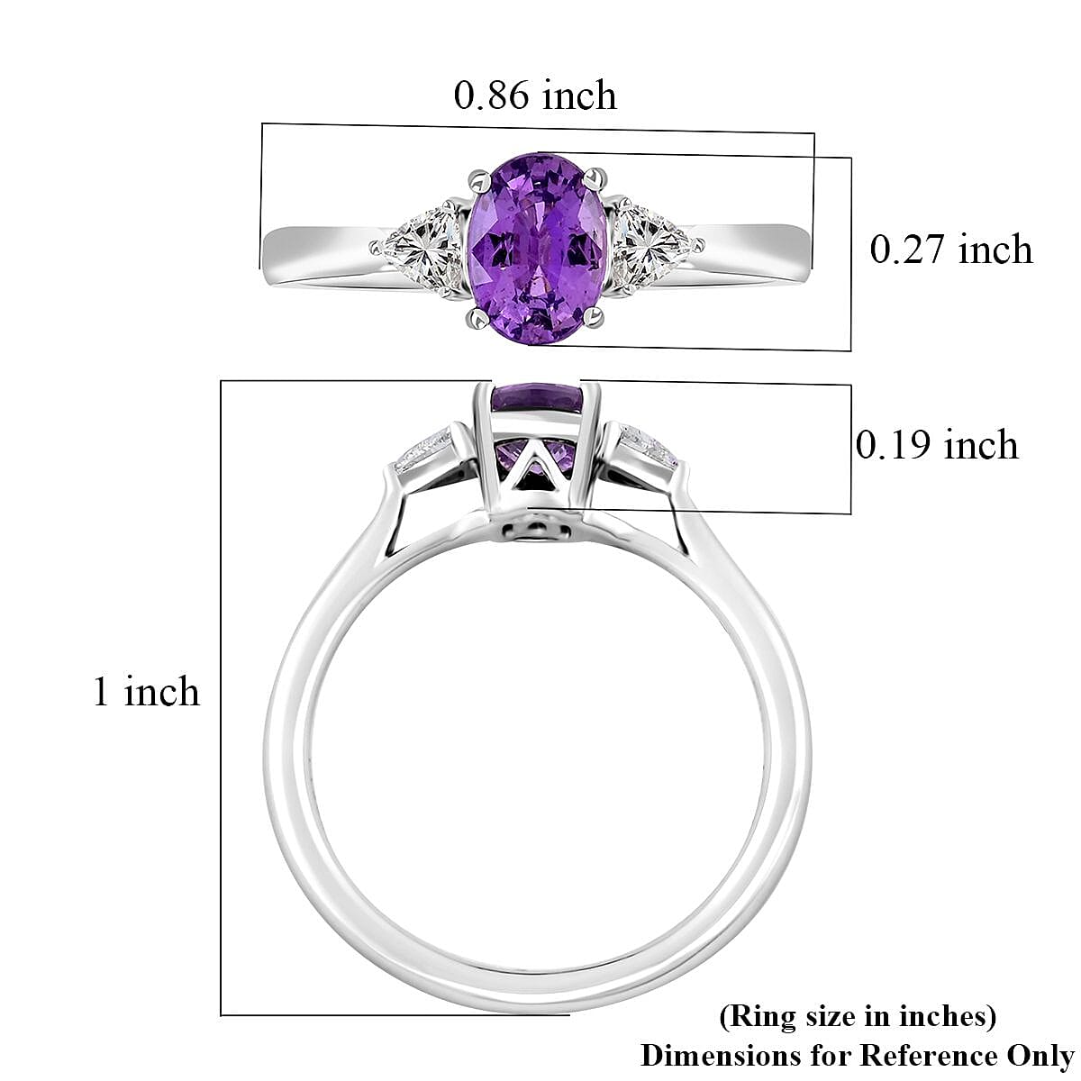Certified & Appraised Rhapsody 950 Platinum AAAA Madagascar Purple Sapphire and E-F VS Diamond Ring (Size 9.5) 4.45 Grams 1.05 ctw image number 4