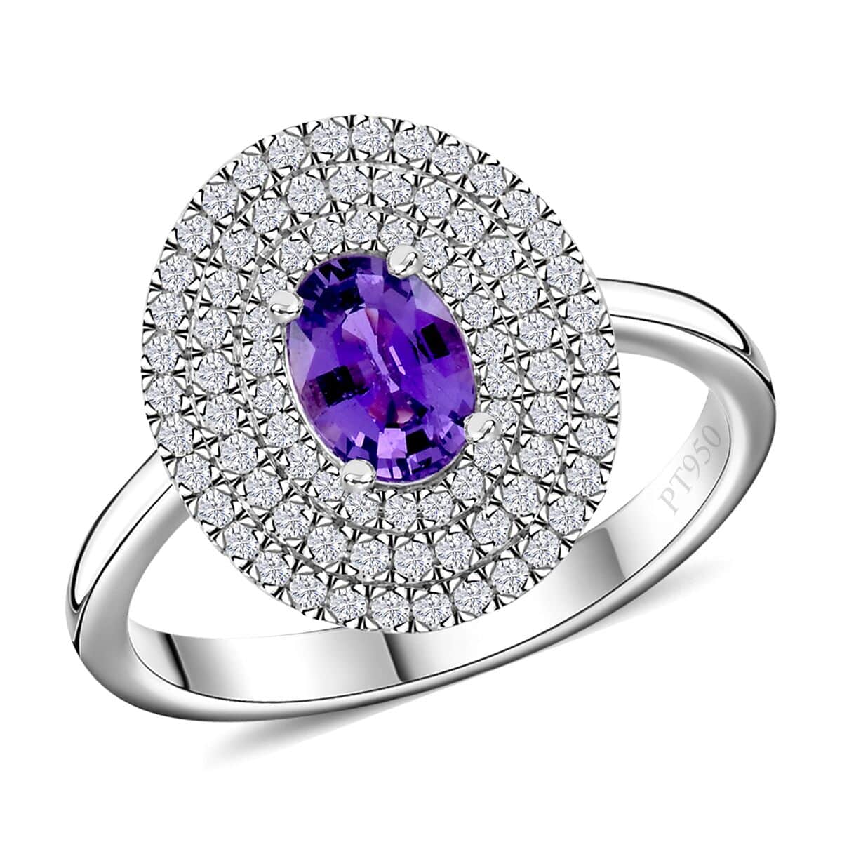 Certified & Appraised Rhapsody 950 Platinum AAAA Madagascar Purple Sapphire and E-F VS Diamond Cocktail Ring (Size 10.0) 7.30 Grams 1.30 ctw image number 0