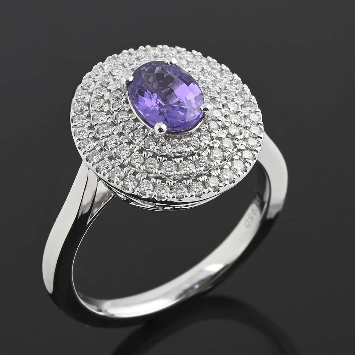 Certified & Appraised Rhapsody 950 Platinum AAAA Madagascar Purple Sapphire and E-F VS Diamond Ring 7.30 Grams 1.30 ctw image number 1