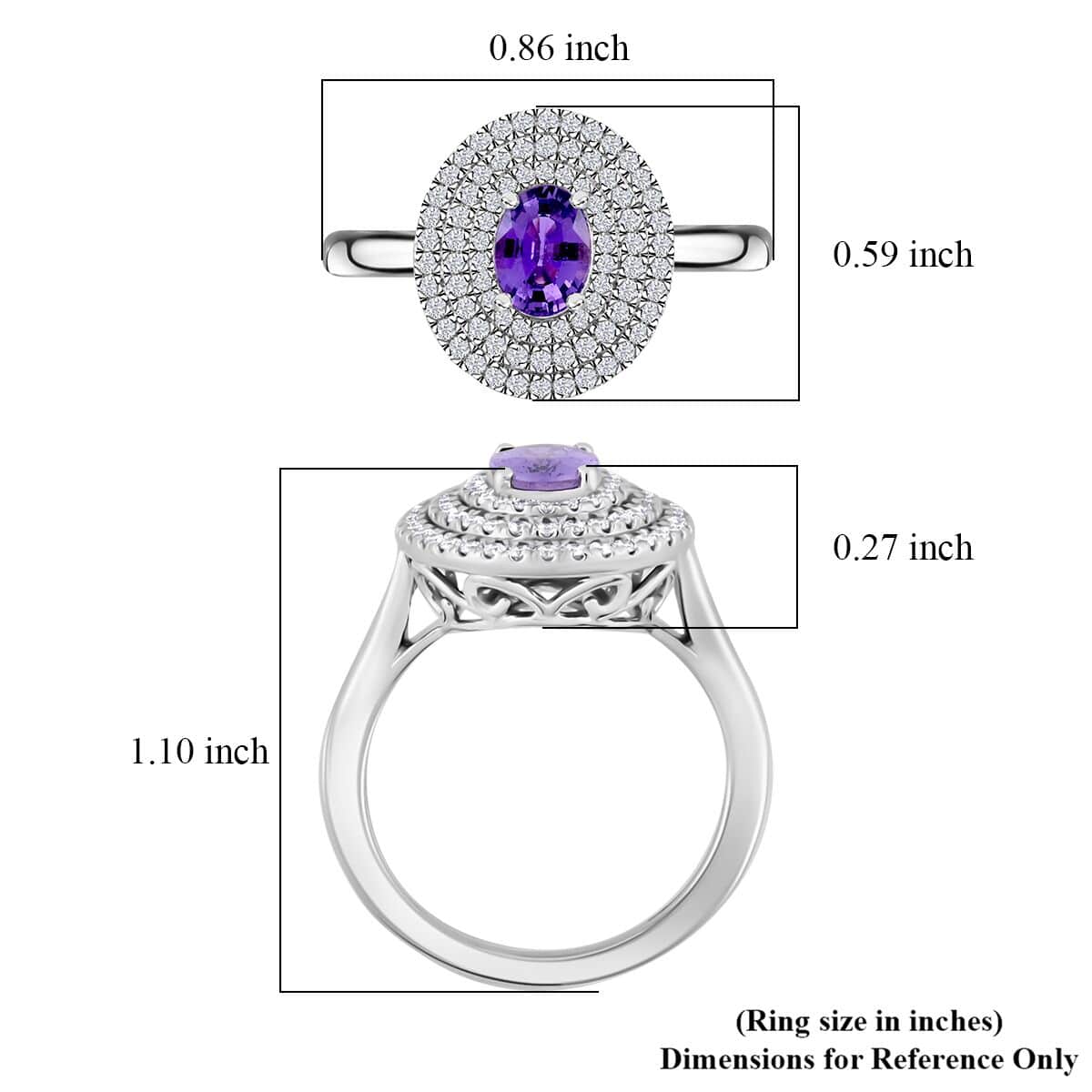 Certified & Appraised Rhapsody 950 Platinum AAAA Madagascar Purple Sapphire and E-F VS Diamond Cocktail Ring (Size 6.0) 7.30 Grams 1.30 ctw image number 5