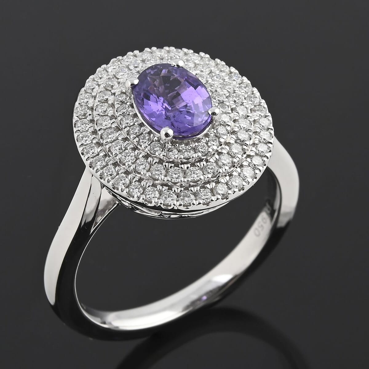 Certified & Appraised Rhapsody 950 Platinum AAAA Madagascar Purple Sapphire and E-F VS Diamond Cocktail Ring (Size 8.5) 7.30 Grams 1.30 ctw image number 1