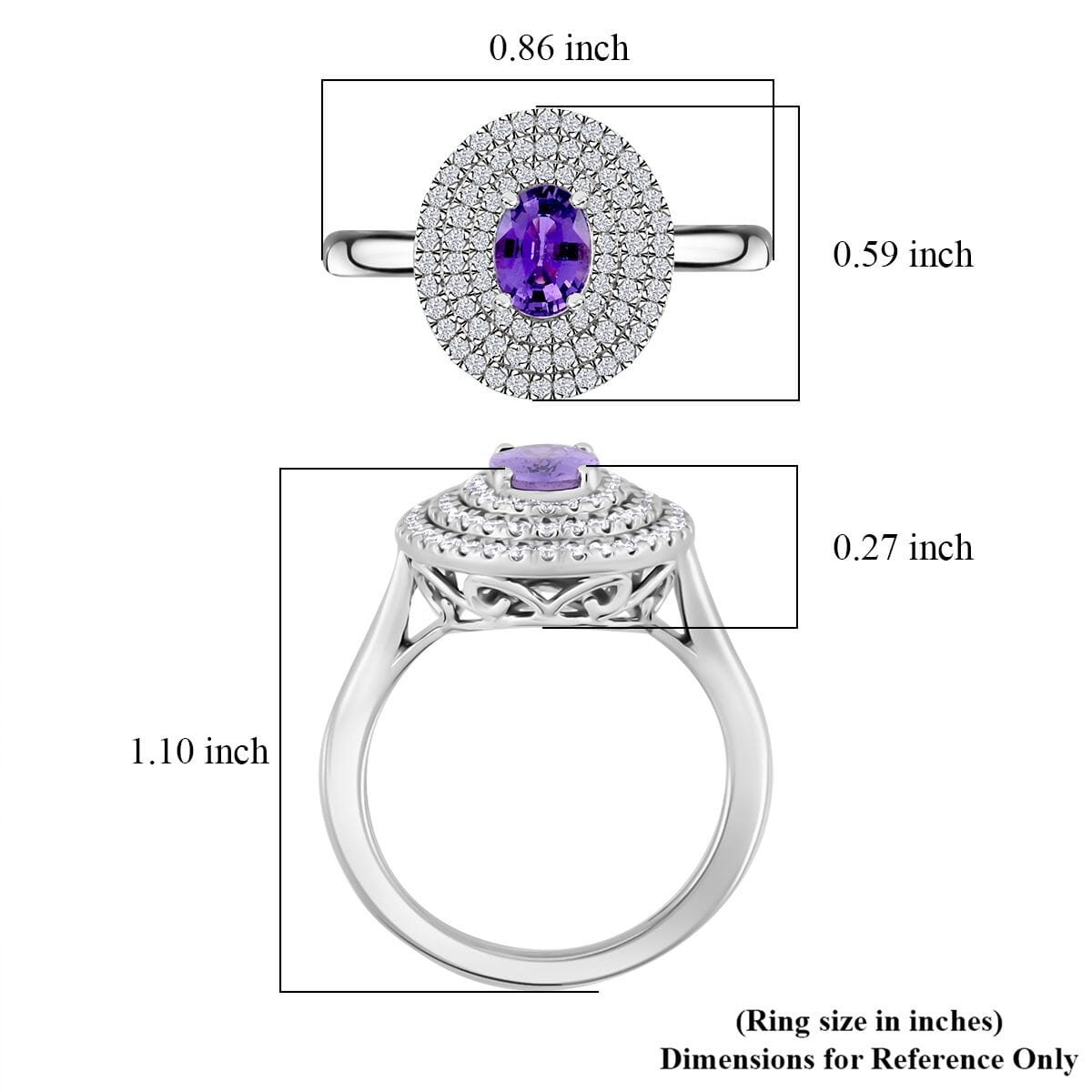 Certified & Appraised Rhapsody 950 Platinum AAAA Madagascar Purple Sapphire and E-F VS Diamond Cocktail Ring (Size 8.5) 7.30 Grams 1.30 ctw image number 5