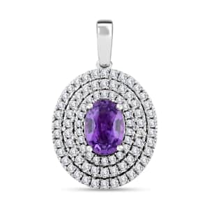 Certified & Appraised Rhapsody 950 Platinum AAAA Madagascar Purple Sapphire and E-F VS Diamond Pendant 1.30 ctw