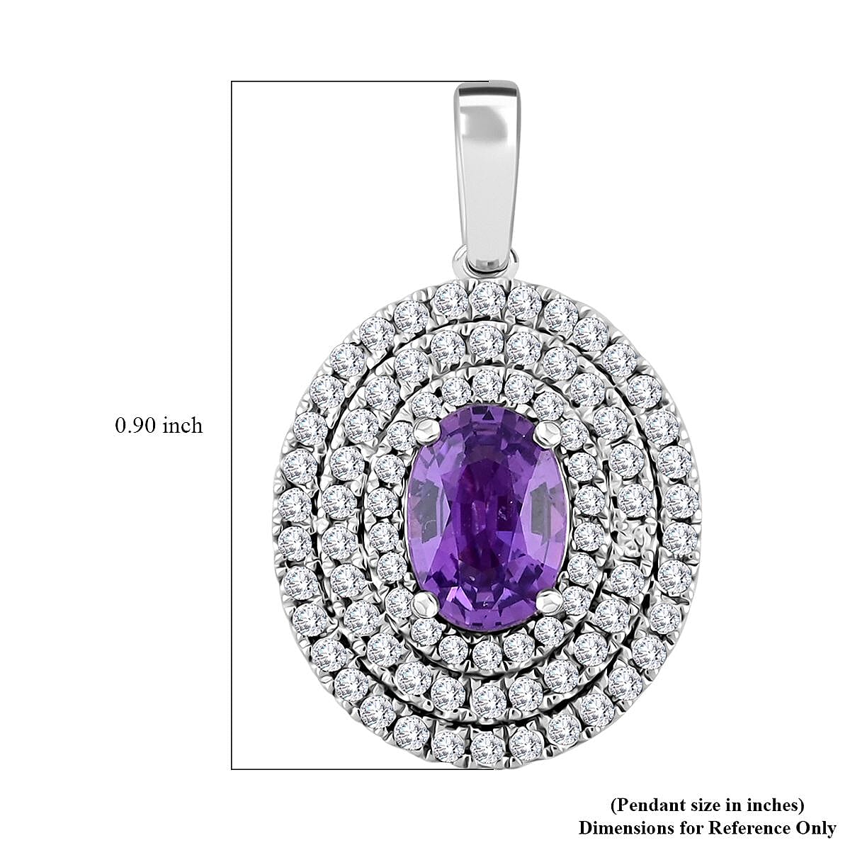 Certified & Appraised Rhapsody 950 Platinum AAAA Madagascar Purple Sapphire and E-F VS Diamond Pendant 1.30 ctw