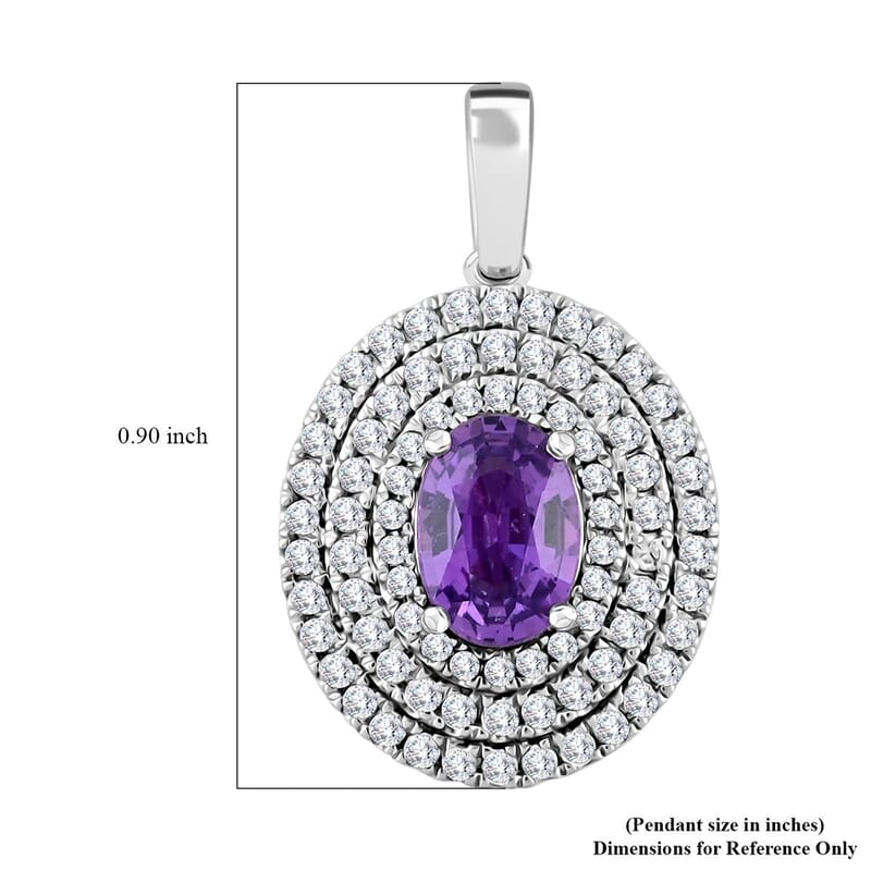 Certified & Appraised Rhapsody 950 Platinum AAAA Madagascar Purple Sapphire and E-F VS Diamond Pendant 1.30 ctw