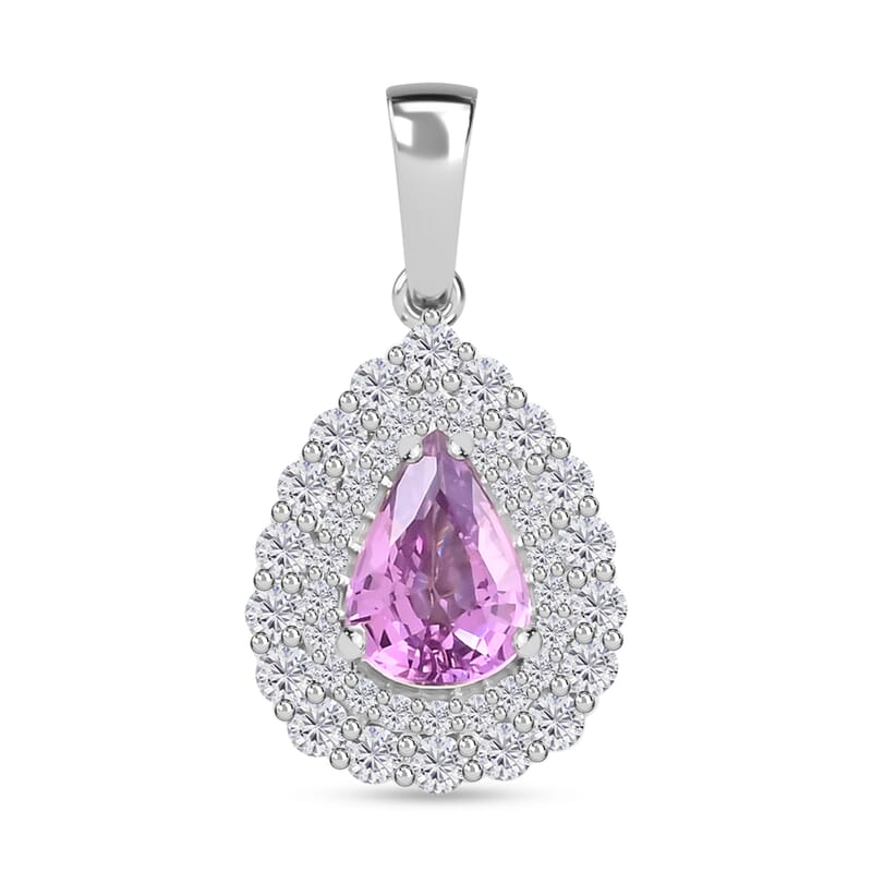 Certified & Appraised Rhapsody 950 Platinum AAAA Madagascar Purple Sapphire and E-F VS Diamond Cocktail Pendant without Chain 1.10 ctw