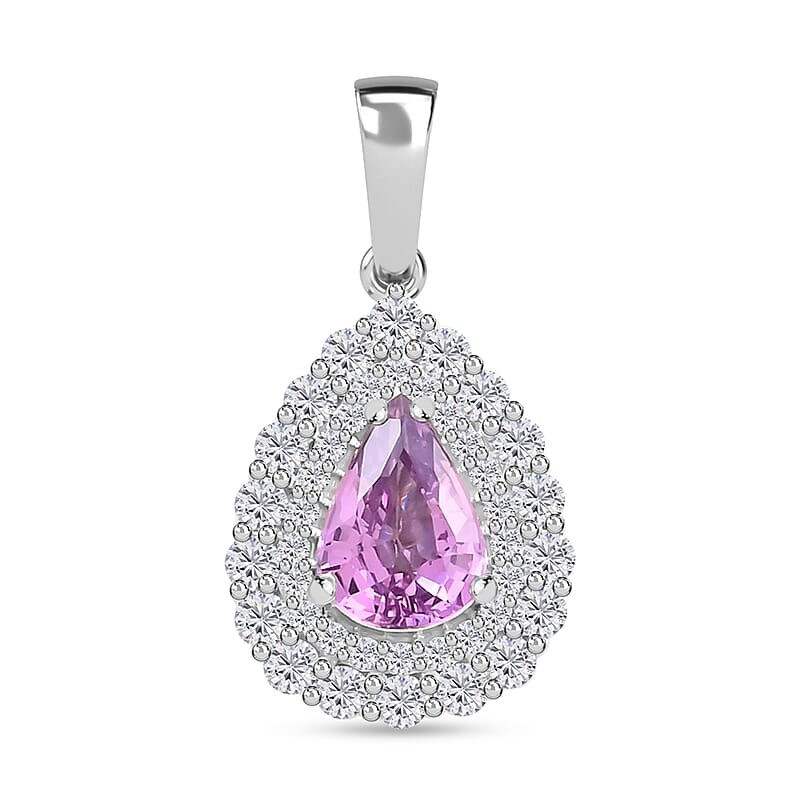 Certified & Appraised Rhapsody 950 Platinum AAAA Madagascar Purple Sapphire and E-F VS Diamond Cocktail Pendant without Chain 1.10 ctw