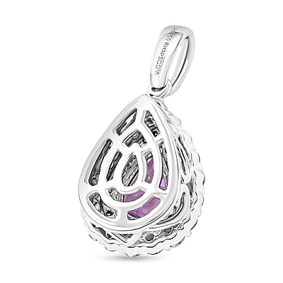Certified & Appraised Rhapsody 950 Platinum AAAA Madagascar Purple Sapphire and E-F VS Diamond Cocktail Pendant without Chain 1.10 ctw