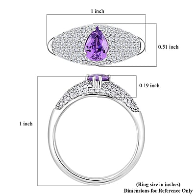 Certified & Appraised Rhapsody AAAA Madagascar Purple Sapphire and E-F VS Diamond 1.25 ctw Ring in 950 Platinum (Size 11.0) 6.10 Grams