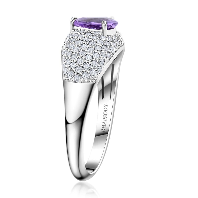 Certified & Appraised Rhapsody AAAA Madagascar Purple Sapphire and E-F VS Diamond 1.25 ctw Ring in 950 Platinum (Size 5.5) 6.10 Grams