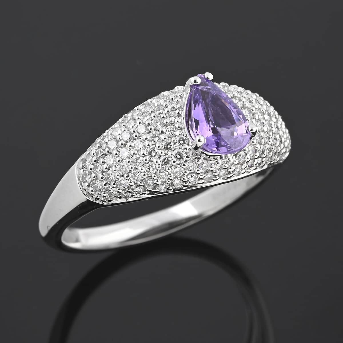 Certified & Appraised Rhapsody 950 Platinum AAAA Madagascar Purple Sapphire and E-F VS Diamond Ring (Size 6.0) 6.10 Grams 1.25 ctw image number 1
