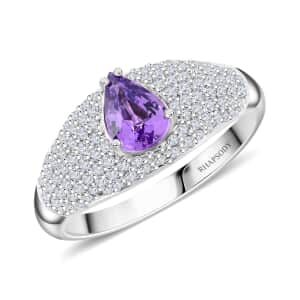 Certified & Appraised Rhapsody AAAA Madagascar Purple Sapphire and E-F VS Diamond 1.25 ctw Ring in 950 Platinum (Size 7.0) 6.10 Grams