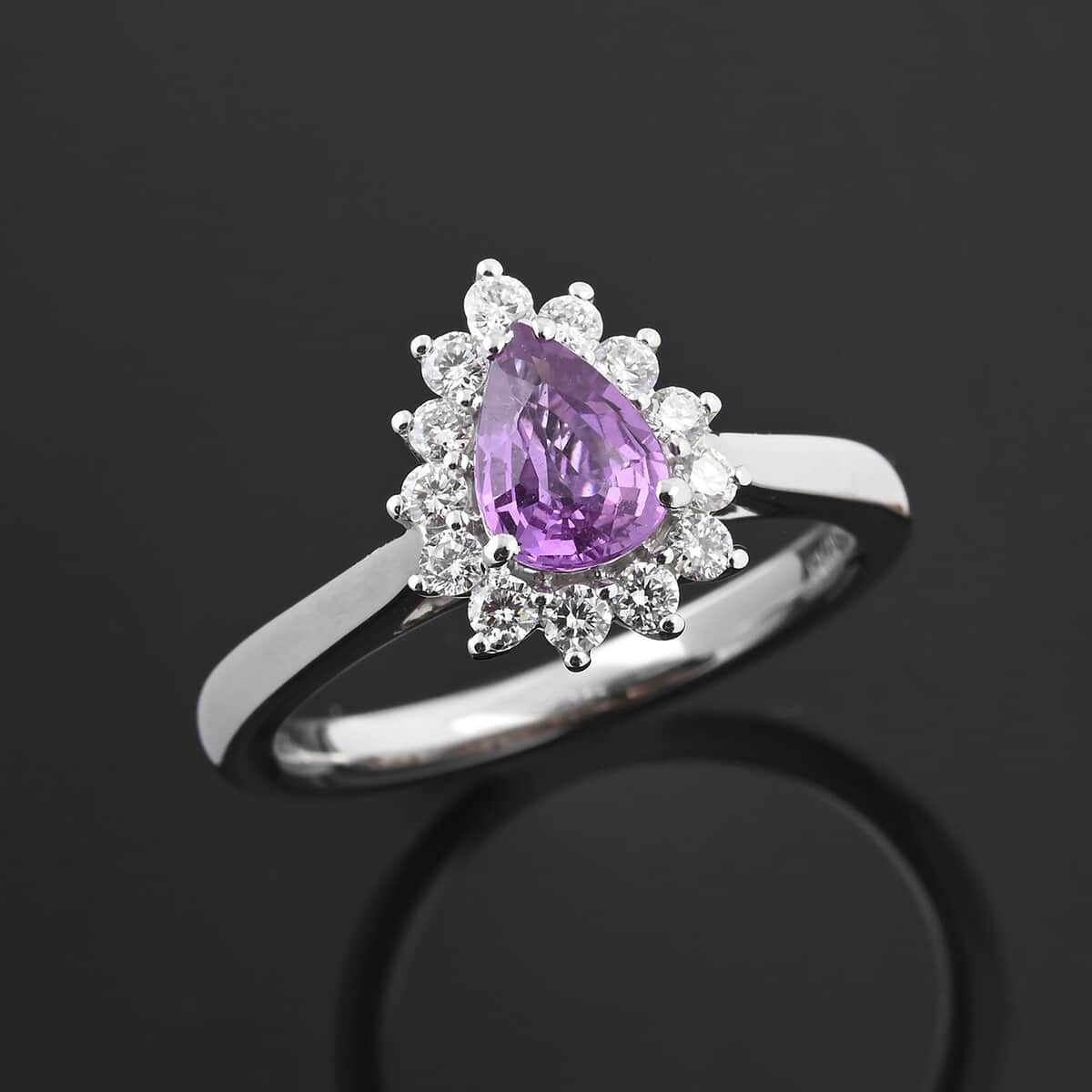 Certified & Appraised Rhapsody 950 Platinum AAAA Madagascar Purple Sapphire and E-F VS Diamond Ring (Size 10.0) 5.40 Grams 1.00 ctw image number 1