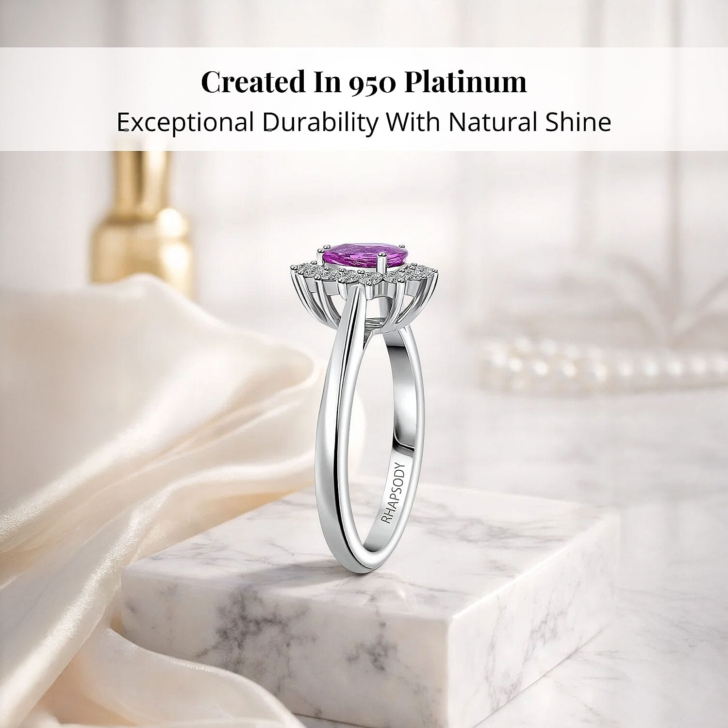 Certified & Appraised Rhapsody 950 Platinum AAAA Madagascar Purple Sapphire and E-F VS Diamond Ring (Size 10.0) 5.40 Grams 1.00 ctw