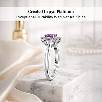 Certified & Appraised Rhapsody 950 Platinum AAAA Madagascar Purple Sapphire and E-F VS Diamond Ring (Size 10.0) 5.40 Grams 1.00 ctw
