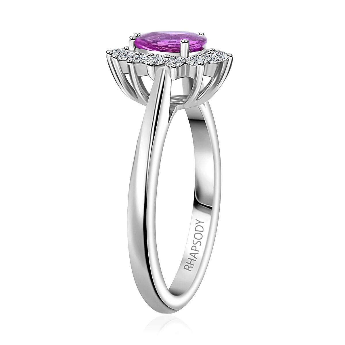 Certified & Appraised Rhapsody 950 Platinum AAAA Madagascar Purple Sapphire and E-F VS Diamond Ring (Size 7.5) 5.40 Grams 1.00 ctw image number 3
