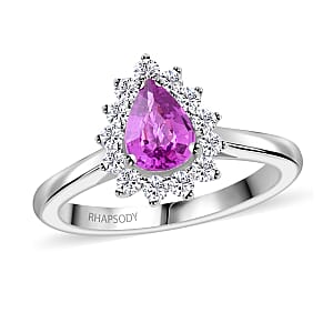 Certified & Appraised Rhapsody 950 Platinum AAAA Madagascar Purple Sapphire and E-F VS Diamond Ring (Size 8.5) 5.40 Grams 1.00 ctw